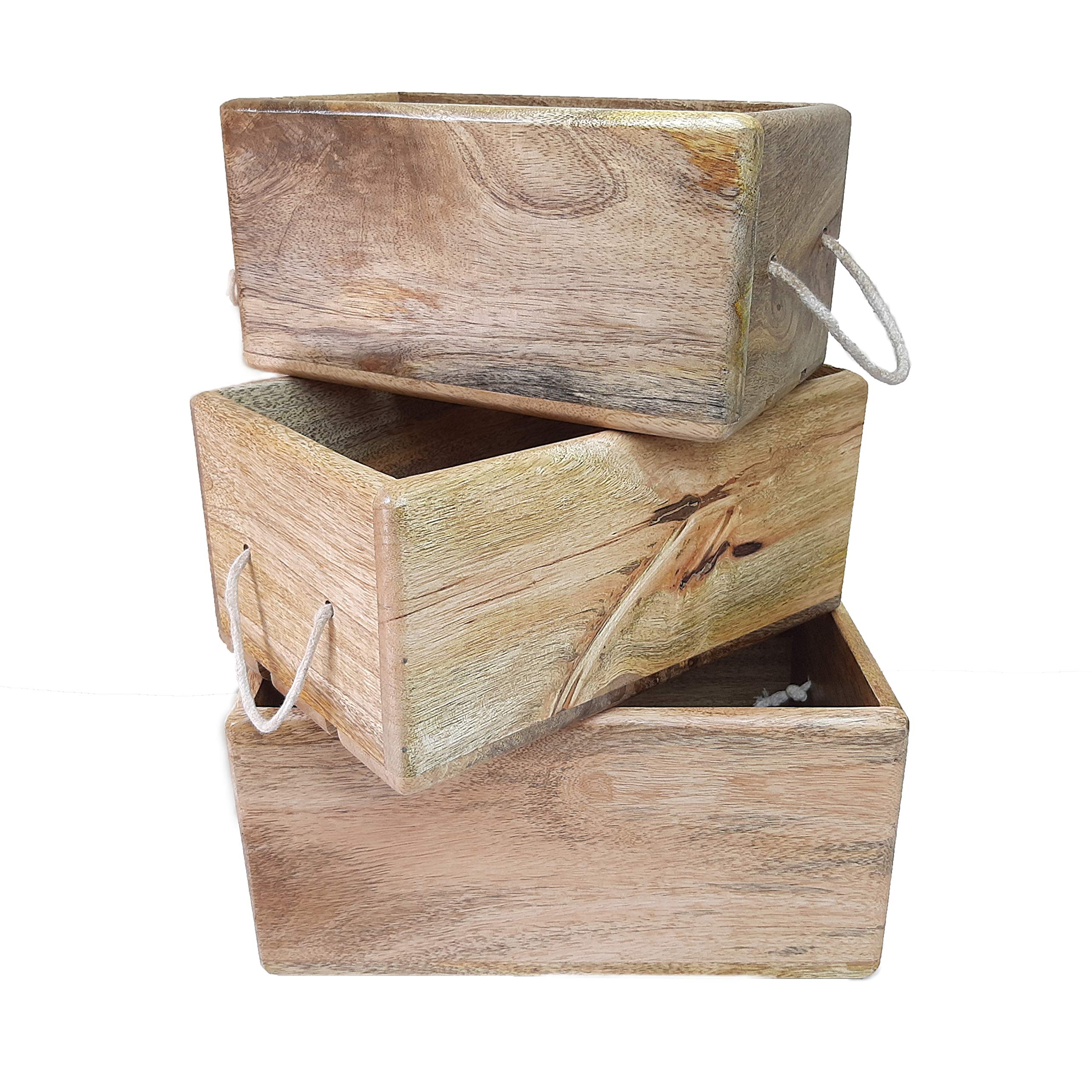 LeSavon Wood Organizer (Brown) - Set of 3
